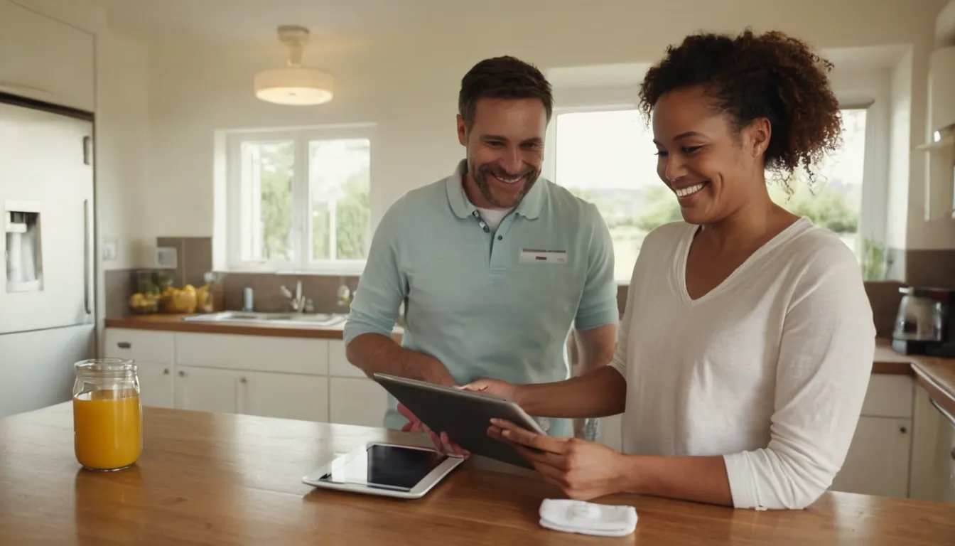 A provider reviewing bathroom plans with a homeowner in the Deltona area